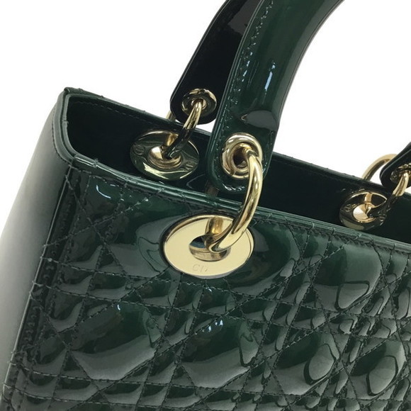 DIOR Lady Dior Medium Patent Leather Shoulder Bag Green - Picture 7 of 16